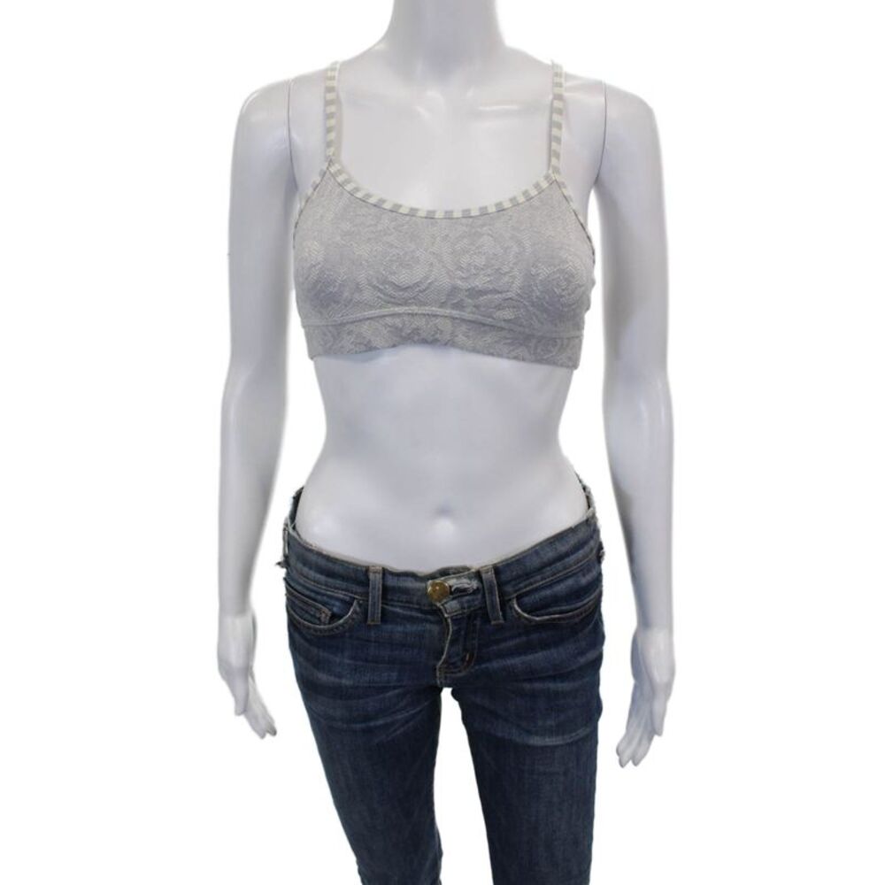 Lululemon Womens Faux Knit Mesh Panel Detail Sports Bra Gray Size S